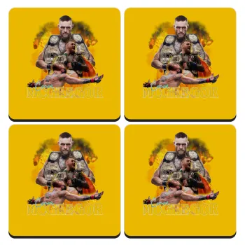 Conor McGregor Notorious, ΣΕΤ 4 Σουβέρ ξύλινα τετράγωνα (9cm)