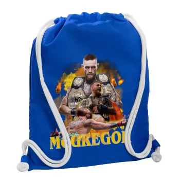 Conor McGregor Notorious, Backpack pouch GYMBAG Blue, with pocket (40x48cm) & thick cords