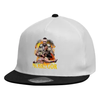 Conor McGregor Notorious, Καπέλο παιδικό Flat Snapback, Λευκό (100% ΒΑΜΒΑΚΕΡΟ, ΠΑΙΔΙΚΟ, UNISEX, ONE SIZE)