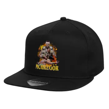 Conor McGregor Notorious, Καπέλο παιδικό Flat Snapback, Μαύρο (100% ΒΑΜΒΑΚΕΡΟ, ΠΑΙΔΙΚΟ, UNISEX, ONE SIZE)