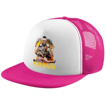 Conor McGregor Notorious, Καπέλο Ενηλίκων Soft Trucker με Δίχτυ Pink/White (POLYESTER, ΕΝΗΛΙΚΩΝ, UNISEX, ONE SIZE)