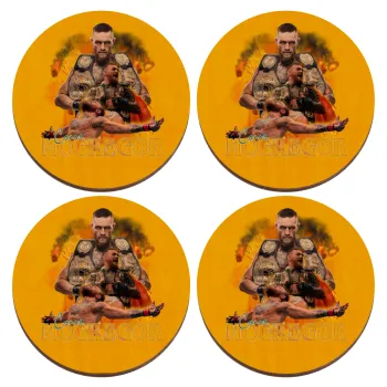 Conor McGregor Notorious, ΣΕΤ x4 Σουβέρ ξύλινα στρογγυλά plywood (9cm)