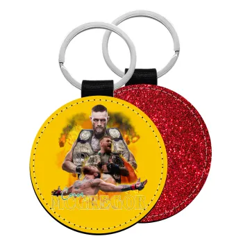 Conor McGregor Notorious, Μπρελόκ Δερματίνη, στρογγυλό ΚΟΚΚΙΝΟ (5cm)