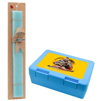 Conor McGregor Notorious, Πασχαλινή Λαμπάδα με παιδικό δοχείο κολατσιού ΓΑΛΑΖΙΟ & κερί αρωματικό πλακέ (30cm) (ΤΙΡΚΟΥΑΖ)