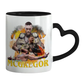 Conor McGregor Notorious, Mug heart black handle, ceramic, 330ml