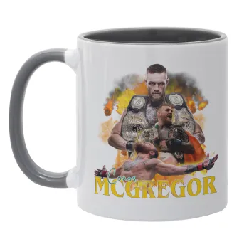 Conor McGregor Notorious, Κούπα χρωματιστή γκρι, κεραμική, 330ml