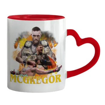 Conor McGregor Notorious, Mug heart red handle, ceramic, 330ml