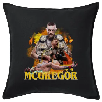 Conor McGregor Notorious, Μαξιλάρι καναπέ Μαύρο 100% βαμβάκι, περιέχεται το γέμισμα (50x50cm)
