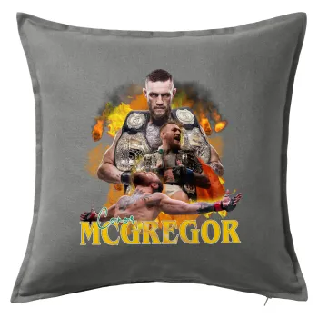 Conor McGregor Notorious, Μαξιλάρι καναπέ Γκρι 100% βαμβάκι, περιέχεται το γέμισμα (50x50cm)