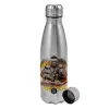Metallic water bottle, stainless steel, 750ml