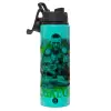 Metallic water bottle with safety lid, 850ml aluminum
