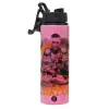 Metallic water bottle with safety lid, 850ml aluminum