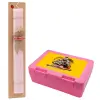 Easter Set, children's snack container PINK & scented flat Easter candle (30cm) (PINK)