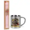 Easter Set, metallic thermal cup (300ml) & aromatic flat Easter candle (30cm) (PINK)
