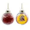 Transparent Christmas tree ball ornament with red filling 8cm