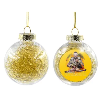Conor McGregor Notorious, Transparent Christmas tree ball ornament with gold filling 8cm