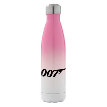 James Bond 007, Μεταλλικό παγούρι θερμός Ροζ/Λευκό (Stainless steel), διπλού τοιχώματος, 500ml