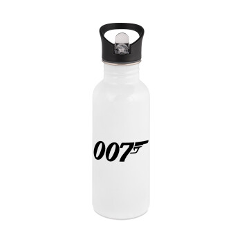 James Bond 007, White water bottle with straw, stainless steel 600ml