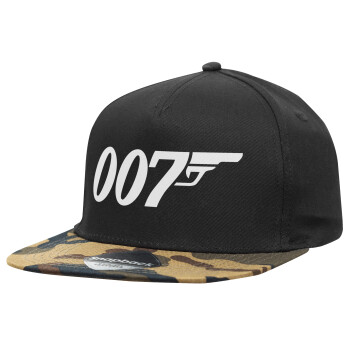 James Bond 007, Καπέλο Ενηλίκων Flat Snapback Μαύρο/Παραλαγή, (100% ΒΑΜΒΑΚΕΡΟ, ΕΝΗΛΙΚΩΝ, UNISEX, ONE SIZE)