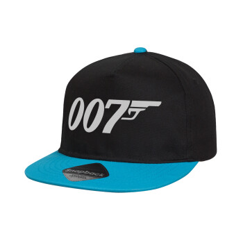 James Bond 007, Καπέλο παιδικό snapback, 100% Βαμβακερό, Μαύρο/Μπλε