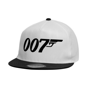 James Bond 007, Καπέλο παιδικό Flat Snapback, Λευκό (100% ΒΑΜΒΑΚΕΡΟ, ΠΑΙΔΙΚΟ, UNISEX, ONE SIZE)