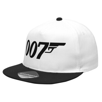 James Bond 007, Καπέλο Ενηλίκων Flat Snapback Λευκό/Μαύρο, (POLYESTER, ΕΝΗΛΙΚΩΝ, UNISEX, ONE SIZE)