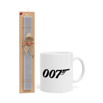 James Bond 007, Πασχαλινό Σετ, Κούπα κεραμική (330ml) & πασχαλινή λαμπάδα αρωματική πλακέ (30cm) (ΓΚΡΙ)