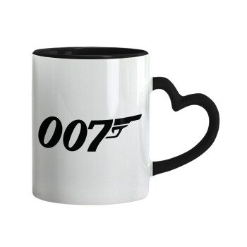 James Bond 007, Κούπα καρδιά χερούλι μαύρη, κεραμική, 330ml