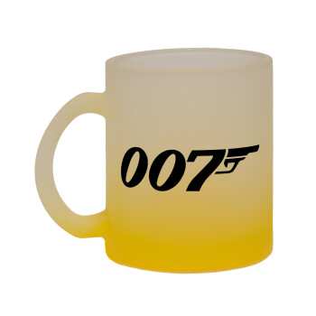 James Bond 007, Κούπα γυάλινη δίχρωμη με βάση το κίτρινο ματ, 330ml