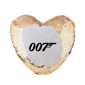 James Bond 007, Μαξιλάρι καναπέ καρδιά Μαγικό Χρυσό με πούλιες 40x40cm περιέχεται το  γέμισμα