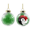 Στολίδι Χριστουγεννιάτικη μπάλα δένδρου διάφανη με πράσινο γέμισμα 8cm