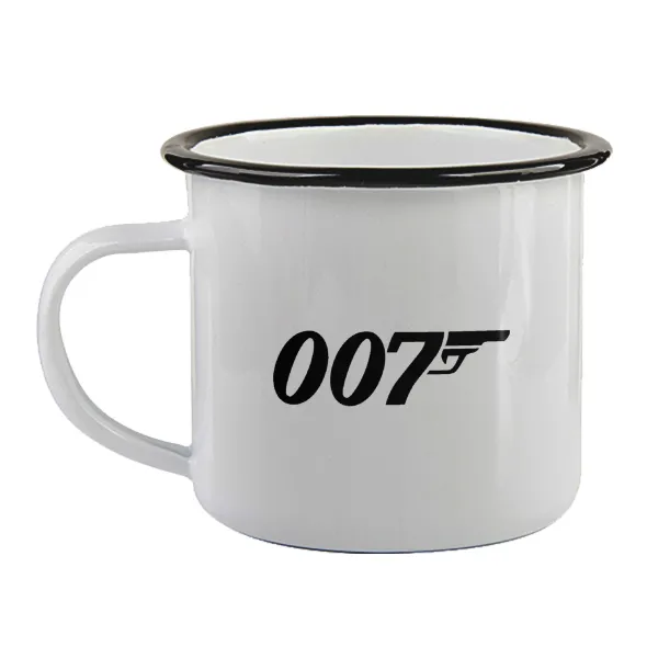 James Bond 007 — Enamel mug with black rim, 360ml