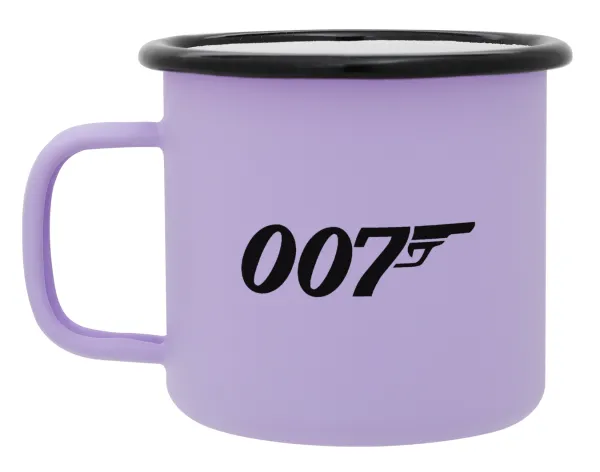 James Bond 007 — Metal enamel mug, matte light pastel purple, 360ml
