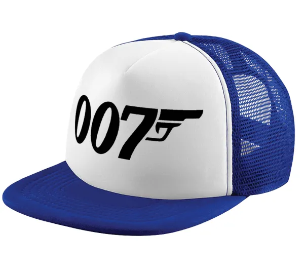 James Bond 007 — Adult Soft Trucker Hat with Blue/White Mesh (POLYESTER, ADULT, UNISEX, ONE SIZE)