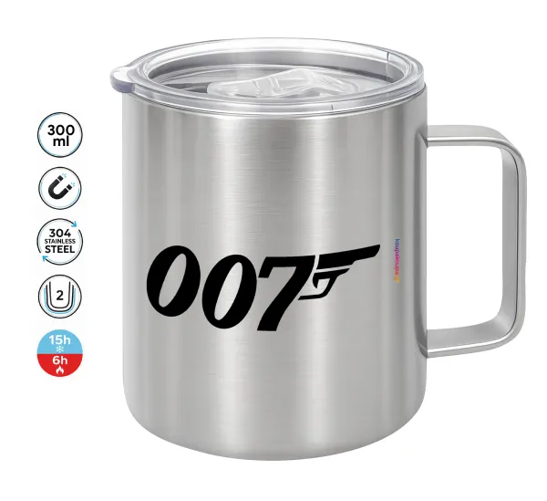 James Bond 007 — Double-walled stainless steel mug 300ml with temperature-retaining lid