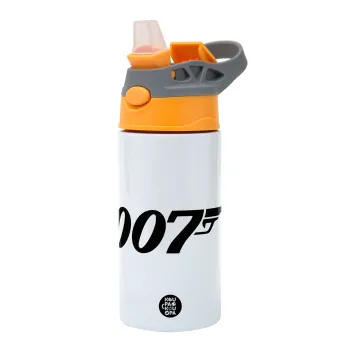 James Bond 007, Children's hot water bottle, stainless steel, with safety straw, Orange/Grey (360ml) BPA-FREE