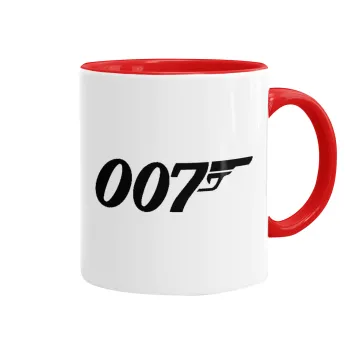 James Bond 007, Κούπα χρωματιστή κόκκινη, κεραμική, 330ml