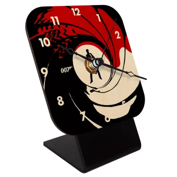 James Bond 007, Quartz Table clock in natural wood (10cm)