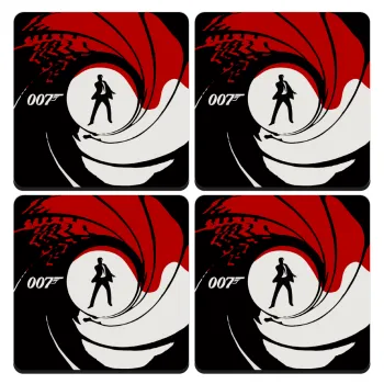 James Bond 007, ΣΕΤ 4 Σουβέρ ξύλινα τετράγωνα (9cm)
