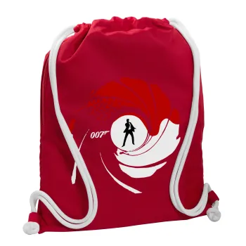 James Bond 007, Backpack pouch GYMBAG Red, with pocket (40x48cm) & thick cords
