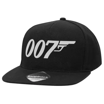 James Bond 007, Καπέλο Ενηλίκων Flat Snapback Μαύρο, (100% ΒΑΜΒΑΚΕΡΟ TWILL, ΕΝΗΛΙΚΩΝ, UNISEX, ONE SIZE)