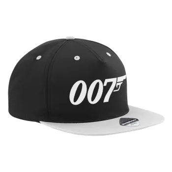 James Bond 007, Καπέλο Ενηλίκων Flat Snapback Μαύρο/Γκρι, (100% ΒΑΜΒΑΚΕΡΟ TWILL, ΕΝΗΛΙΚΩΝ, UNISEX, ONE SIZE)