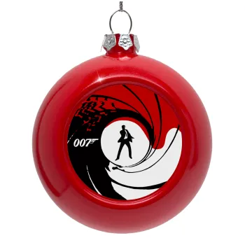 James Bond 007, Red Christmas tree ornament bauble 8cm