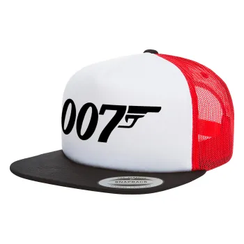 James Bond 007, Καπέλο Ενηλίκων Foam Flat Snapback με Δίχτυ Μαύρο-Λευκό-Κόκκινο (POLYESTER, ΕΝΗΛΙΚΩΝ, UNISEX, ONE SIZE)