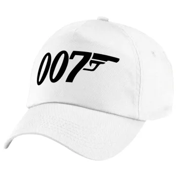 James Bond 007, Καπέλο παιδικό Baseball, 100% Βαμβακερό Twill, Λευκό (ΒΑΜΒΑΚΕΡΟ, ΠΑΙΔΙΚΟ, UNISEX, ONE SIZE)
