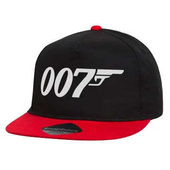 James Bond 007, Καπέλο παιδικό Flat Snapback, Μαύρο/Κόκκινο (100% ΒΑΜΒΑΚΕΡΟ, ΠΑΙΔΙΚΟ, UNISEX, ONE SIZE)
