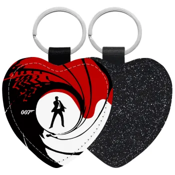 James Bond 007, Μπρελόκ PU δερμάτινο glitter καρδιά ΜΑΥΡΟ
