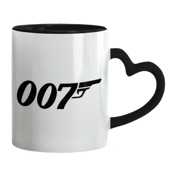 James Bond 007, Κούπα καρδιά χερούλι μαύρη, κεραμική, 330ml