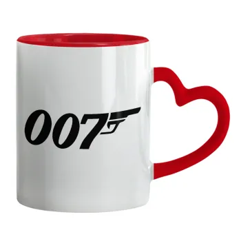 James Bond 007, Κούπα καρδιά χερούλι κόκκινη, κεραμική, 330ml