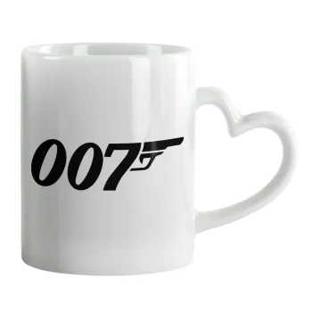 James Bond 007, Κούπα καρδιά χερούλι λευκή, κεραμική, 330ml